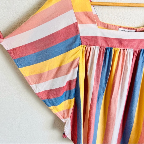 Beachlunchlounge Happy Stripe Zoey Flutter Sleeve Box Neck Top - Picture 3 of 12